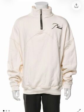 Rhude Cream Zip-Neck Pullover with Script Logo